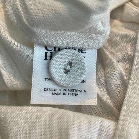 Charlie Holiday Fleur Linen Belted Midi Skirt Ecru Knit 4 - Picture 6 of 7